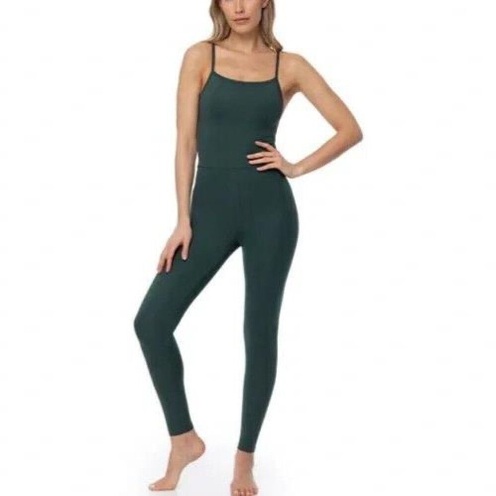 GIRLFRIEND COLLECTIVE Womens Cami Unitard Jumpsuit Adjustable Strap Green size M
